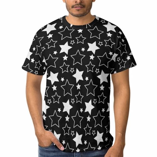 T-shirt noir et blanc pour homme à col rond et manches courtes
