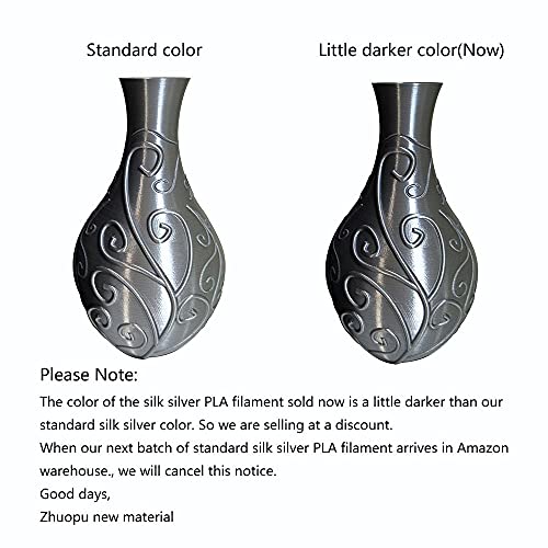 Silk Silver Pla 3D Printer Filament 1.75 Mm 1Kg 2.2 Lbs Spool 3D Printing Material Shine Silky Shiny Metallic Metal Cc3D Pla Filament Silver Color #TOP2