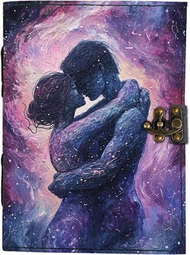 Image of Mr KRAFT Handcrafted A5 120 GSM White Paper Premium Hugging Couple UV Print Diary Leather Journal with Unique UV Love Print Writing Diary Notebook Unruled Personal Diaries for Men,Women-5x7 (A-006)