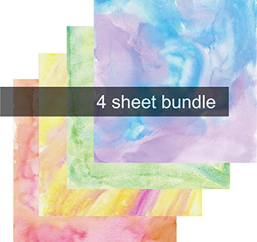 Watercolor HTV, Shades of Purple Blue Green Yellow Orange Pink, 4-12 x12 Bundle, Free Transfer Sheet