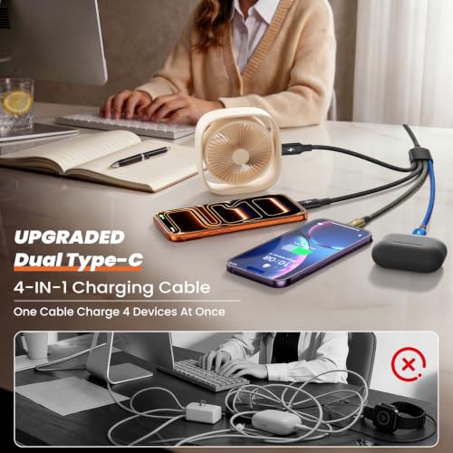 Image of 4 in 1 Multi Charging Cable, 2Pack 5FT Charging Cords for Multiple Devices | USB Cable with Dual Type-C /IP /Micro, Multi Phone Charger Cord for iPhone17-8 /Androids /iPad, Travel Essentials Car Accessories
