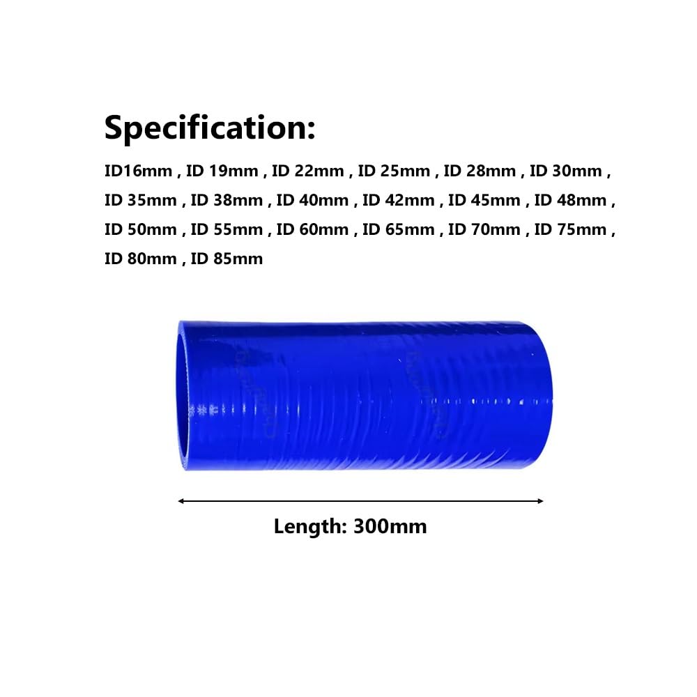 1 Szt. Wąż Silikonowy Turbo (ID16-85 Mm, 300 Mm) - Odporny Na Ciepło I Olej, Wzmocniony Splot, Zawiera 2 Zaciski - Niebieski(ID 28mm)