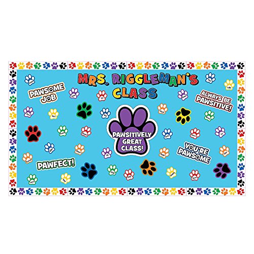 Paw Print Bulletin Board Set - 20 Pieces - Educational and Learning Activities for Kids