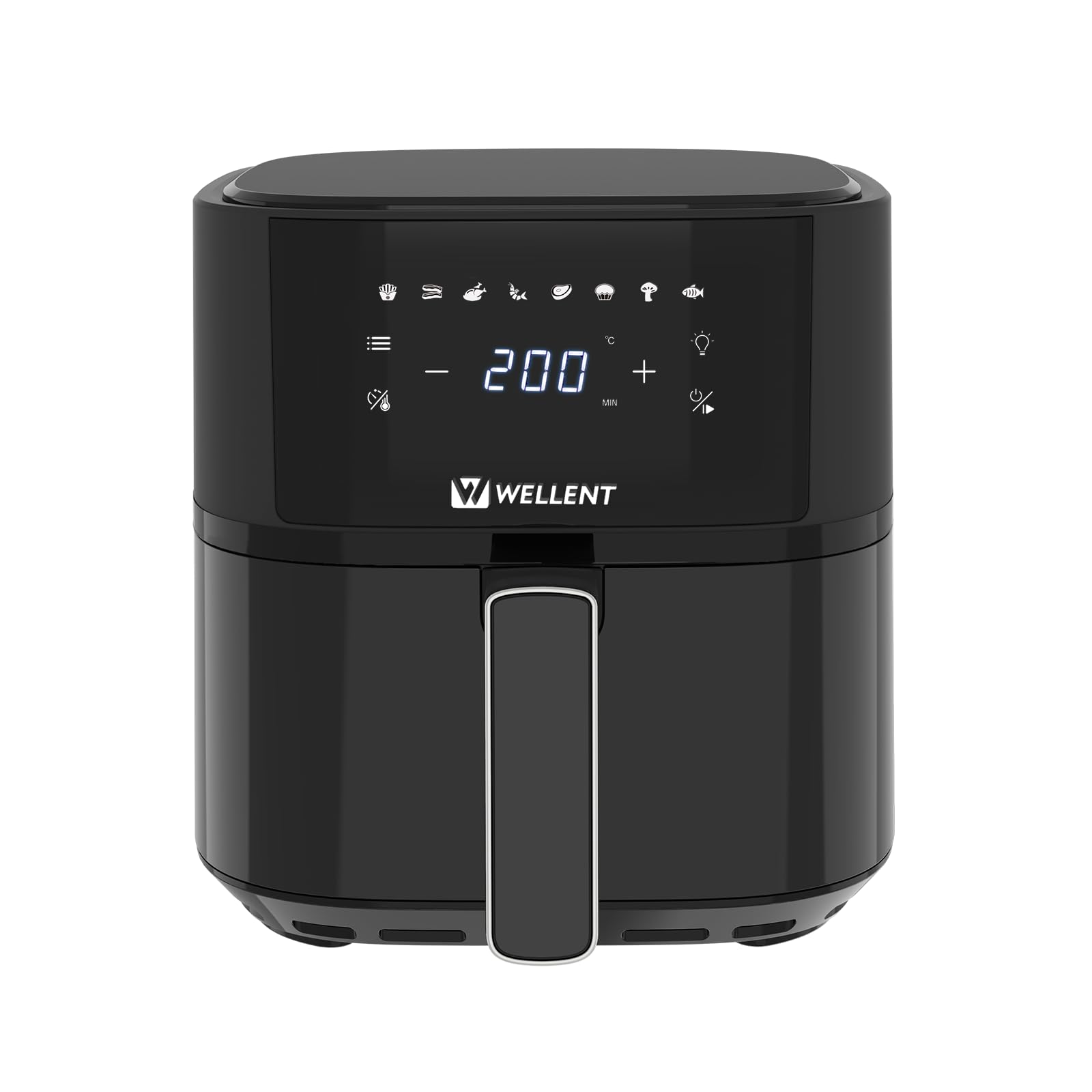 Wellent Friggitrice ad Aria 4,3 L Friggitrice Senza Olio Air Fryer, 8 Programmi di Cottura, Risultati Veloci, Compatta-Digitale, Touchscreen, Controllo Temperatura, Temperatura Massima 200° C