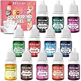 Lebensmittelfarbe Gel -12 Farben Flüssige Konzentrierte Lebensmittel Farben Set für Kuchen Backen ,Macaron, Fondant,Kekse - Food Coloring für Kuchendekoration, DIY Seifen,Airbrush Einfärben - 6ml je