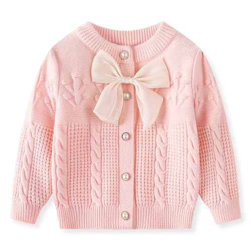 Little Girls Striped Pattern Sweater Solid Knitwear Cardigan Button Closure Coat Jacket