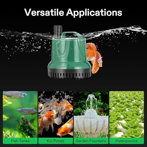 Image of Jainsons Pet Products 60W Submersible Water Pump RS-5000R | 2500 Litres /Hour | 3m Max Lift | 220V AC for Fish Tank, Fountain, Hydroponics