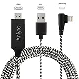 Compatible with iPad iPhone HDMI Adapter, iPhone to HDMI Cable, Anlyso 6.6ft Digital AV Adapter Cord Support 1080P HDTV Compatible with iPhone Xs MAX XR X 8 7 6 iPad to TV Projector Monitor (Black)