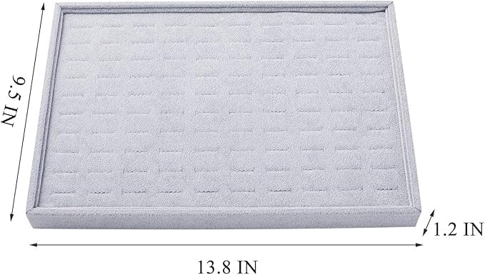 Image of Velvet Jewellry Drawer Organizer Stackable Tray (Grey, Ring Tray)