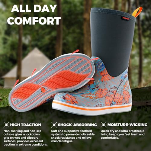 Showave Women's Deck Boots Mid Calf Rain Boots Waterproof Non-slip Insulated Rubber Boots Durable Mud Boots for Cold Day2