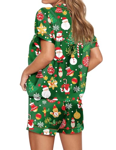 Image of SHESHOW Satin Pajamas for Women Set Preppy Animals Pjs Short Sleeve Shorts 2 Piece Loungewear Sets XS-XXL