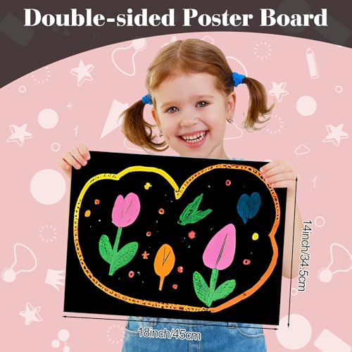 Image of 18 Pcs Black Poster Board Paper 14x18, ROOKEA Vision Boards Posterboard Bulk for School Projects Classroom Arts Craft Presentations Drawing Scrapbooking Blank Graphic Display