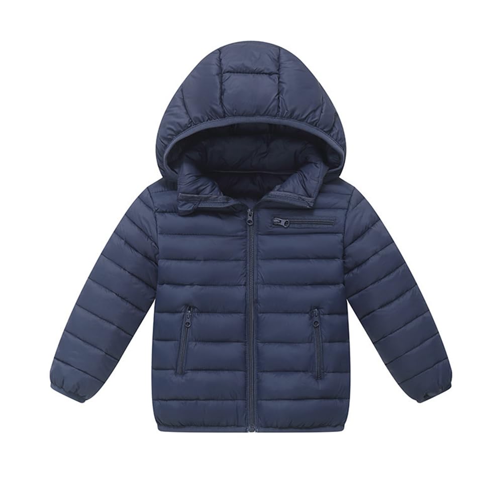 Chaqueta acolchada ligera unisex para niños, abrigo de burbujas plegable con bolsillos con cremallera, con capucha, para adolescentes de 9 a 16 años