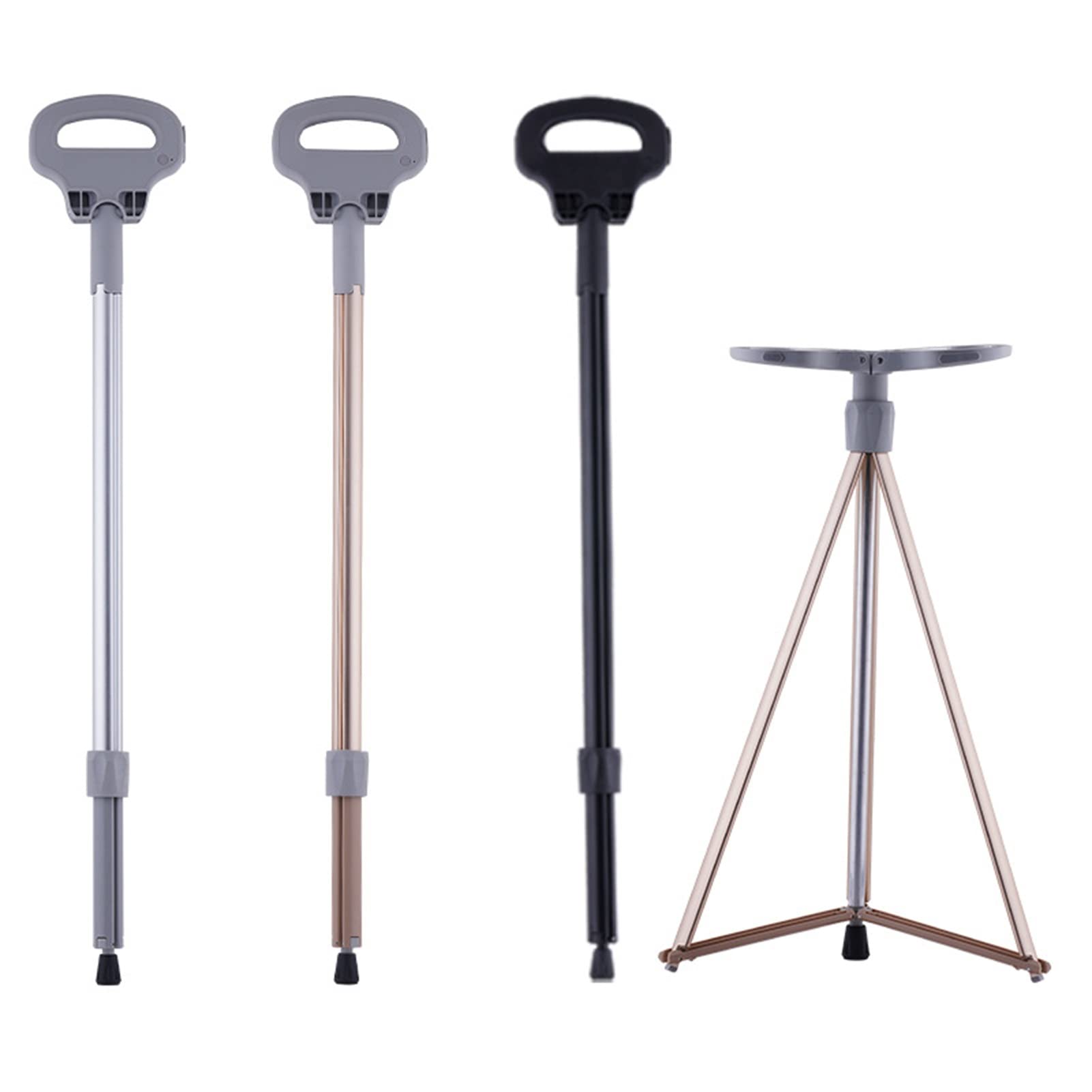 Sedile pieghevole per bastone, sedia per stampella regolabile in altezza con luce LED, sedile per bastone da passeggio in lega di alluminio antiscivolo, per anziani, disabili all'aperto, in attesa, in