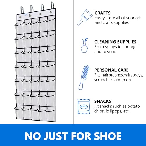 Zebricolo Over The Door Shoe Organizer,2024 Upgraded,Shoe Organizer,35 Huge Pockets,Over Door Shoe Organizer,Store Size 13 Shoes,Shoe Organizer,Strong Material,Hooks Suitable For Various Doors,White/Black thumb #3