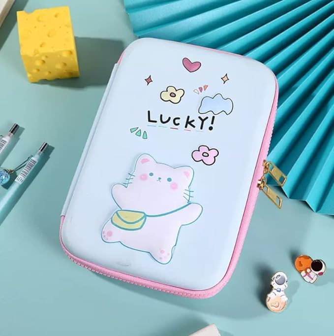 Image of Cartoon Theme Pencil Case - 3D EVA Pencil Pouch, Multipurpose Zipper Pencil Case for Kids, Pen and Pencil Bag for School Kids, Girls, Stationery Storage Box (Big Lucky Pouch)