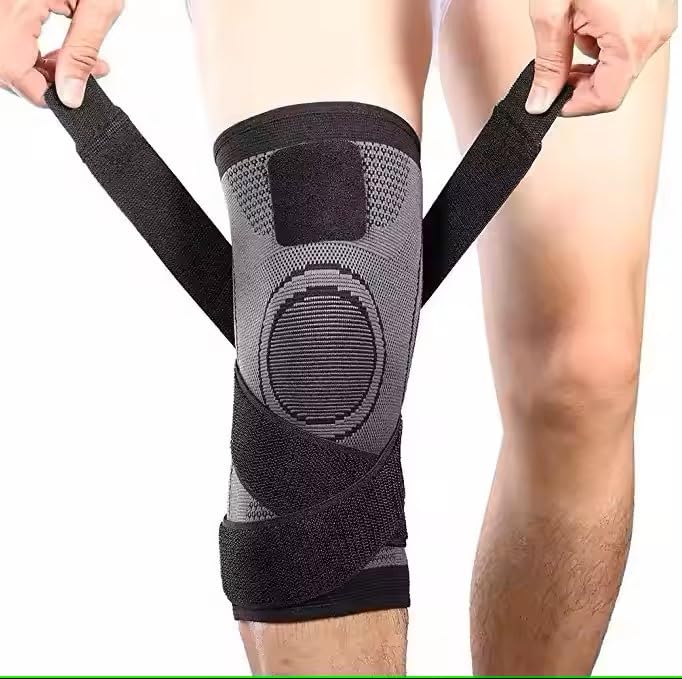 NuKit Adjustable Knee Support Brace, Compression Knee Sleeve, Anti-Slip, 1 Pack, Black (XXL)