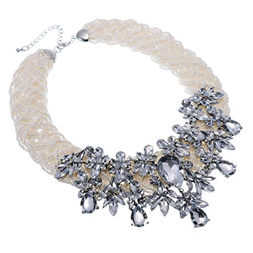 Jerollin Simulated Pearl Body Statement Necklace for Women, Fashion Collar Bib Necklaces Fashion Costume Jewelry Necklace…