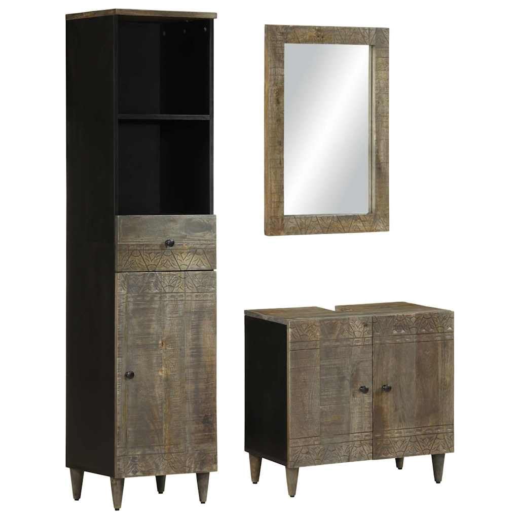 Lot de 3 meubles de salle de bain en bois massif de mangue, petite armoire à chaussures, armoire à médicaments, petite armoire pour cuisine, salon, toilettes, salle de bain