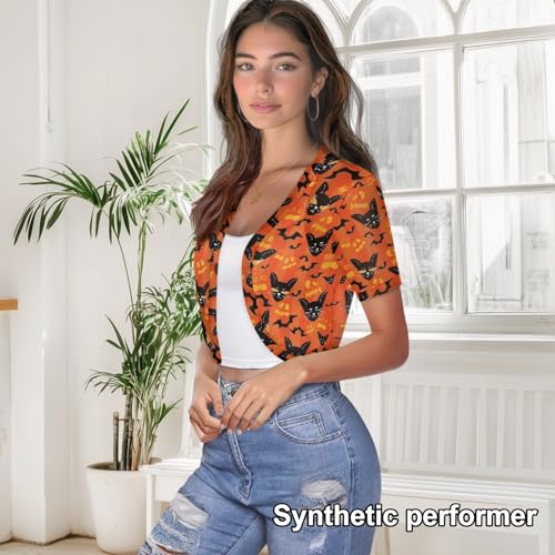 Image of Womens Short Sleeve Bolero Shrug Open Front Knit Cropped Cardigan Shoulder Cover for Dress Cute Casual Knit Cover Up
