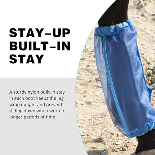 Image of Universal Size Horse Leggings Fine Mesh Greatly Reduce Stomping Breathable Horse Boots Leg Wraps (Set of 4) Blue