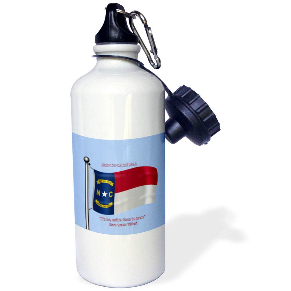 3dRose Waving Flag North Carolina with State Name and Motto-Sports Water Bottle 21oz 21 oz Multicolor
