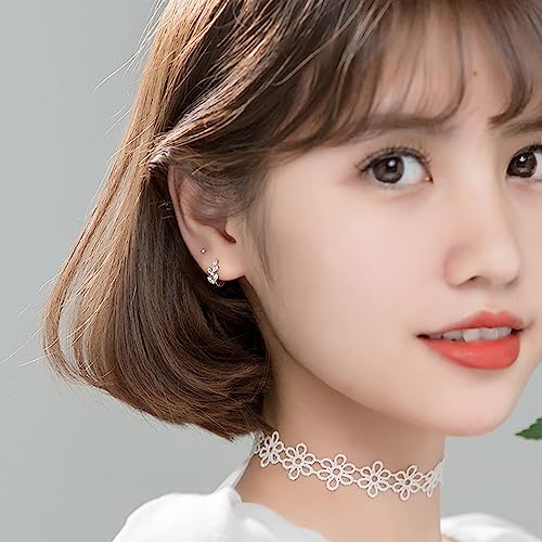 Reffeer Solid 925 Sterling Silver CZ Leaf Hoop Earrings Huggie for Women Teens Leaf Cartilage Hoop Earrings Helix Earrings2