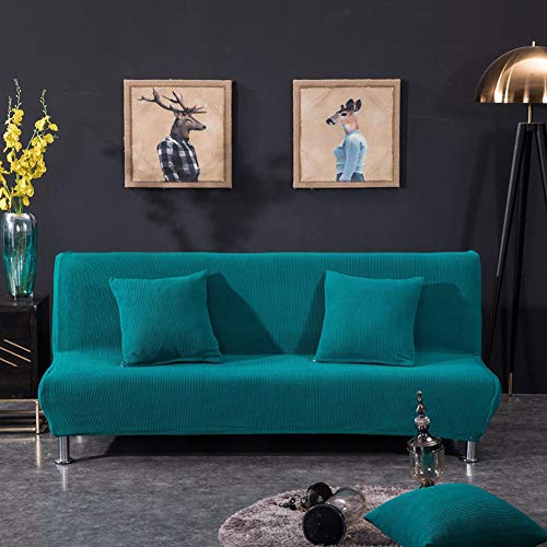 Samt-Schonbezug für Schlafsofa ohne Armlehnen, rutschfest, universeller Stretch-Couchbezug, Möbelschutz, passend für 195–225 cm große Klappsofas, Dickes Polyester, All-Inclusive-Design