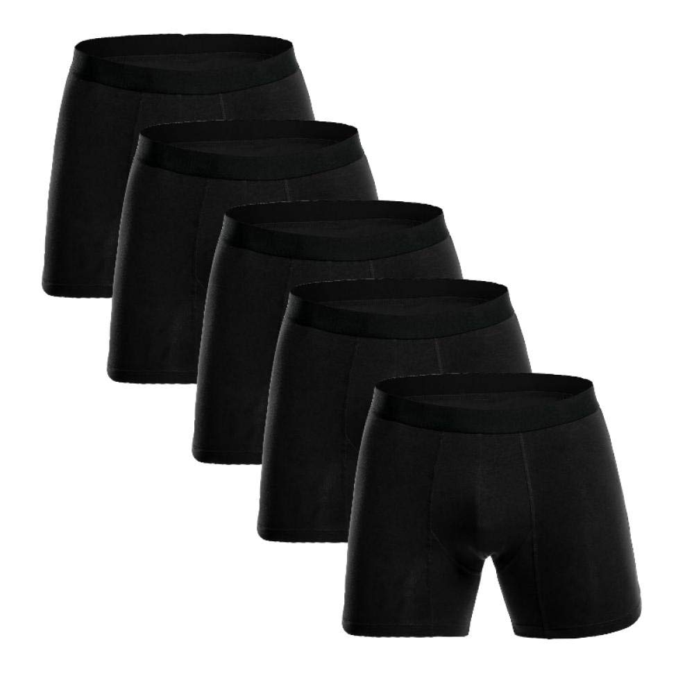 Calzoncillos Hombre baratosAlgodón Piernas largas Hombres Boxers Ropa Interior Soft Boxer (Pack de 6)-Negro 5pcs_SG