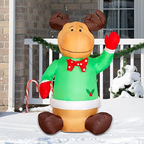 COMIN 4ft Christmas Inflatables Outdoor Decorations, Blow Up Reindeer Inflatable with Built-in LEDs for Christmas Indoor Outdoor Yard Lawn Garden Decorations