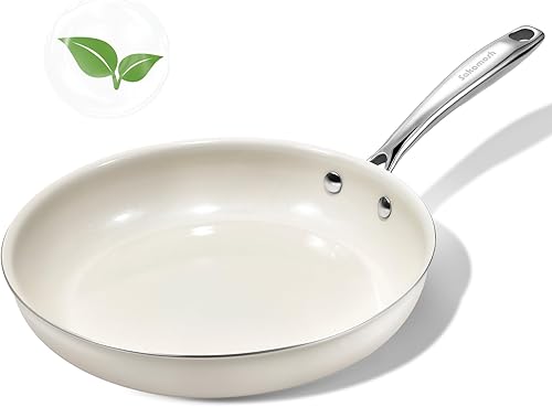 Sartén antiadherente de cerámica de 11 pulgadas, sartén, sartén de cocina no tóxica con mango para inducción, sin PTFE, PFAS y PFOA, apto para