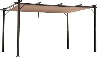 Outsunny 10' x 13' Aluminum Patio Pergola with Retractable Pergola Canop...