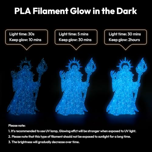 Image of AMOLEN Glow in the Dark 3D Printer PLA Filament Bundle, Glow Shiny Firefly Blue, Orange, Green, and White, 1.75mm PLA Filament for Most FDM 3D Printer, Dimensional Accuracy + /- 0.02 mm, 200g X 4 Pack