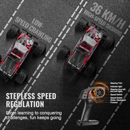 Image of Rc Cars 40+Km /High-Speed 4WD Remote Control Monster Truck | 2.4GHz Off-Road RC Car with Rechargeable Battery | All-Terrain Racing Toy for Kids & Adults Multicolor
