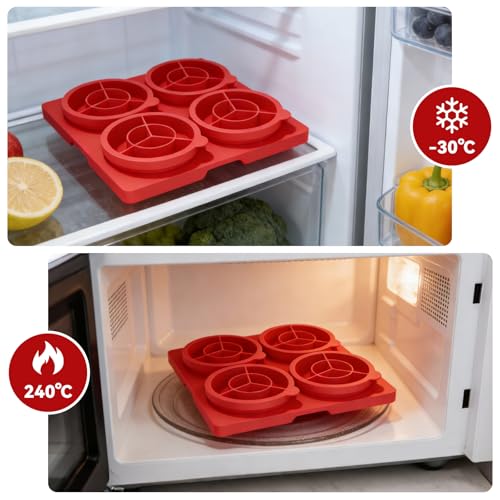 Molde para Hamburguesas 4 en 1 de Silicona Rojo miniatura 4