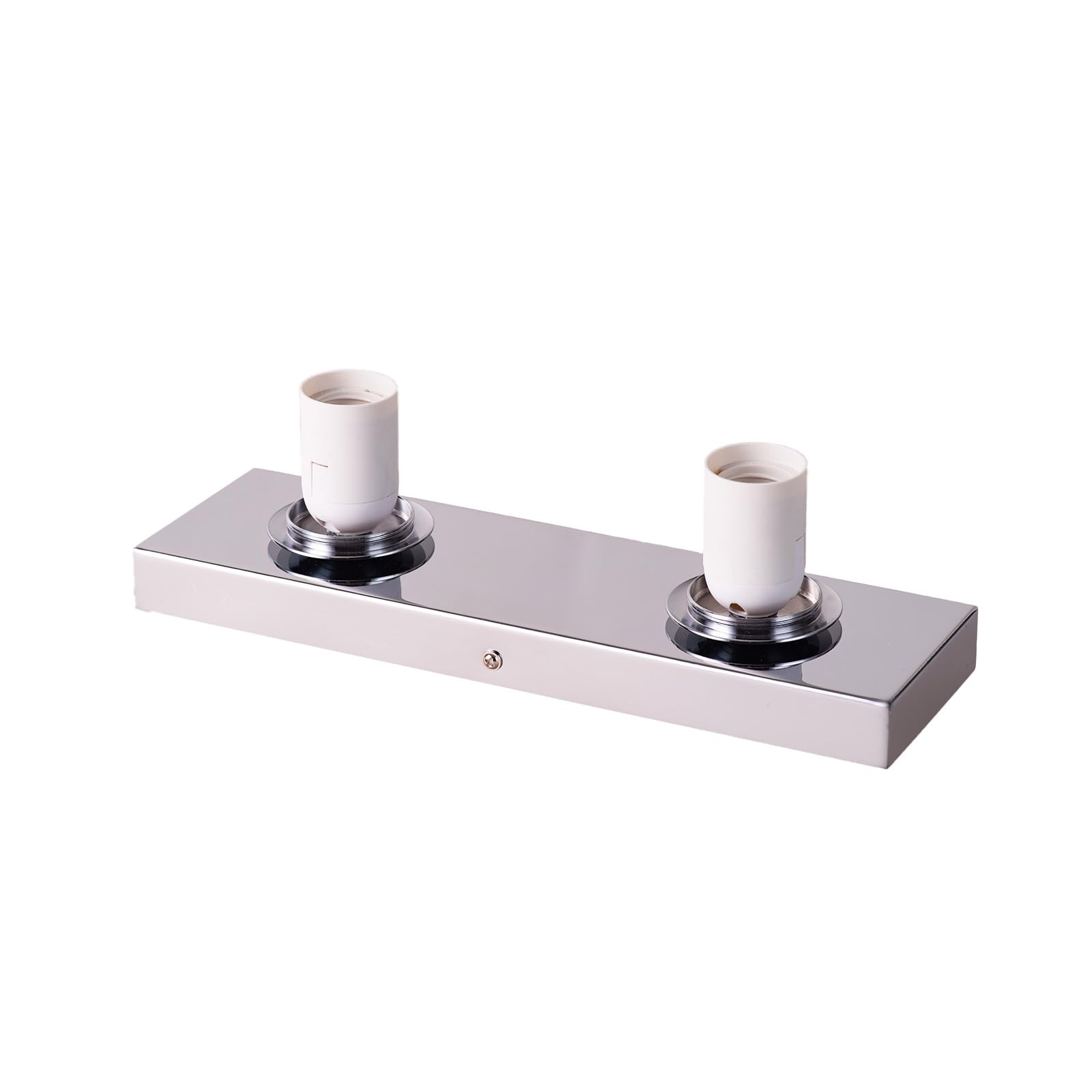 Alpinaluz Applique da parete con 2 sfere in vetro opaco Ø150 mm - Base rettangolare in metallo cromato - Stile moderno decorativo - Boccole E27 - Doppia luce per interni