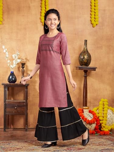 Image of Aarika Girls Ethnic Wear White Colour Tribal Print Cotton Blend Kurti