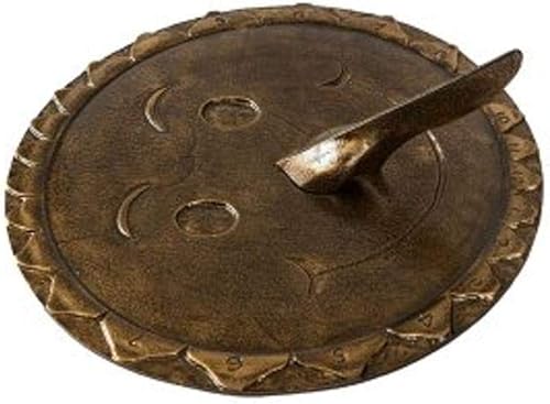 Reloj de sol con cara sonriente, bronce envejecido