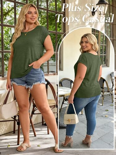 Image of Bliwov Womens Tops Lace Cap Sleeve T Shirts,Cute Trendy Casual,Beach Vacation Outfits,Summer Spring Fashion Clothes