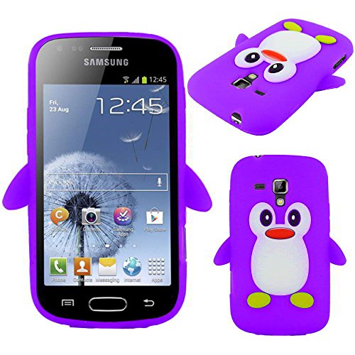ebestStar - Coque Compatible avec Samsung Galaxy Trend S7560, S Duos S7562 Etui Housse Silicone Gel TPU Souple Pingouin, Violet [Appareil: 121.5 x 63.1 x 10.5mm, 4.0'']