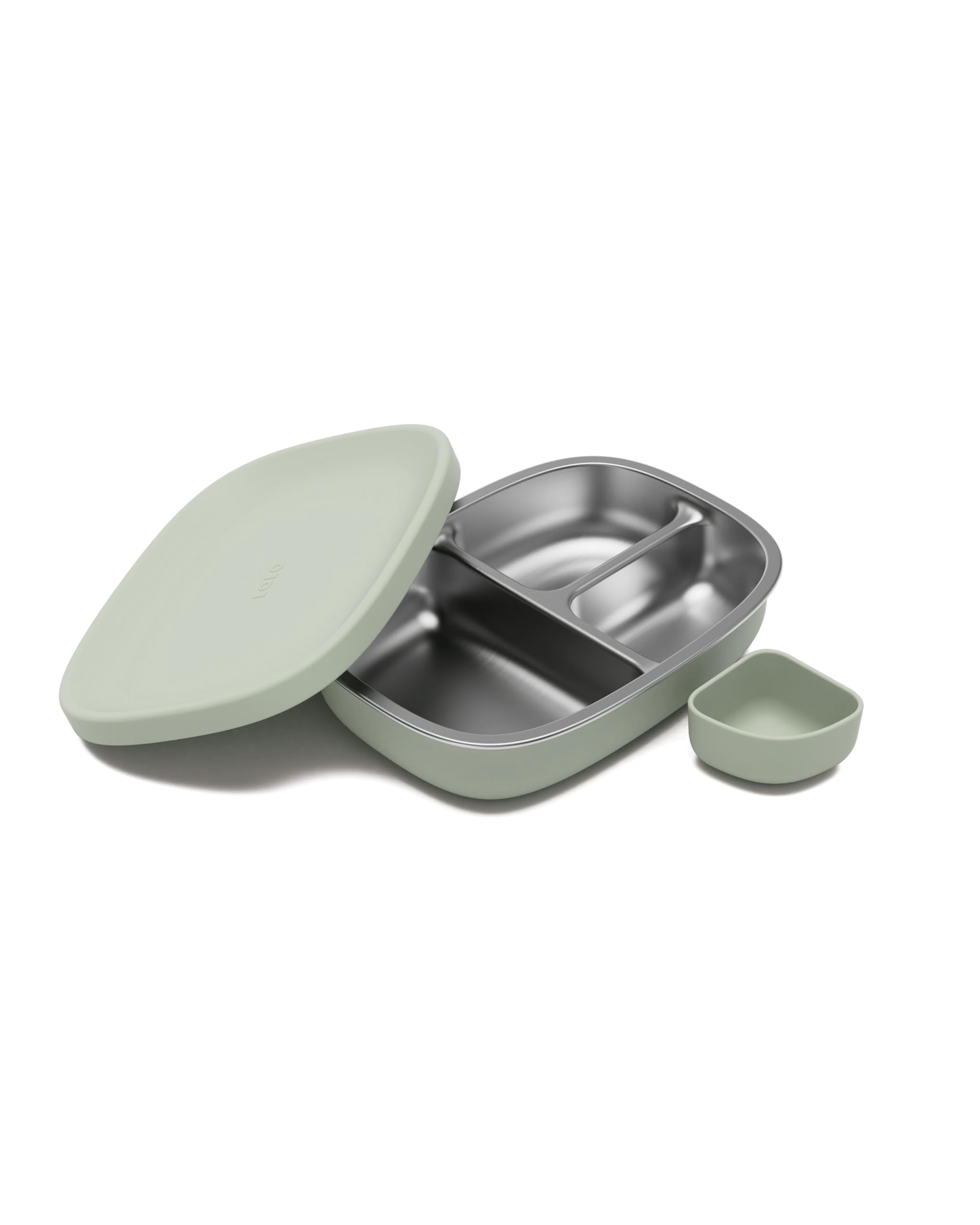 Lalo Bento Box - BPA-Free Bento Box For Kids & Toddlers, Leak-Proof, Dishwasher Safe, Easy to Open & Clean Silicone & Stainless Steel Lunch Box For Kids, Portable for Daycare or Travel - Sage