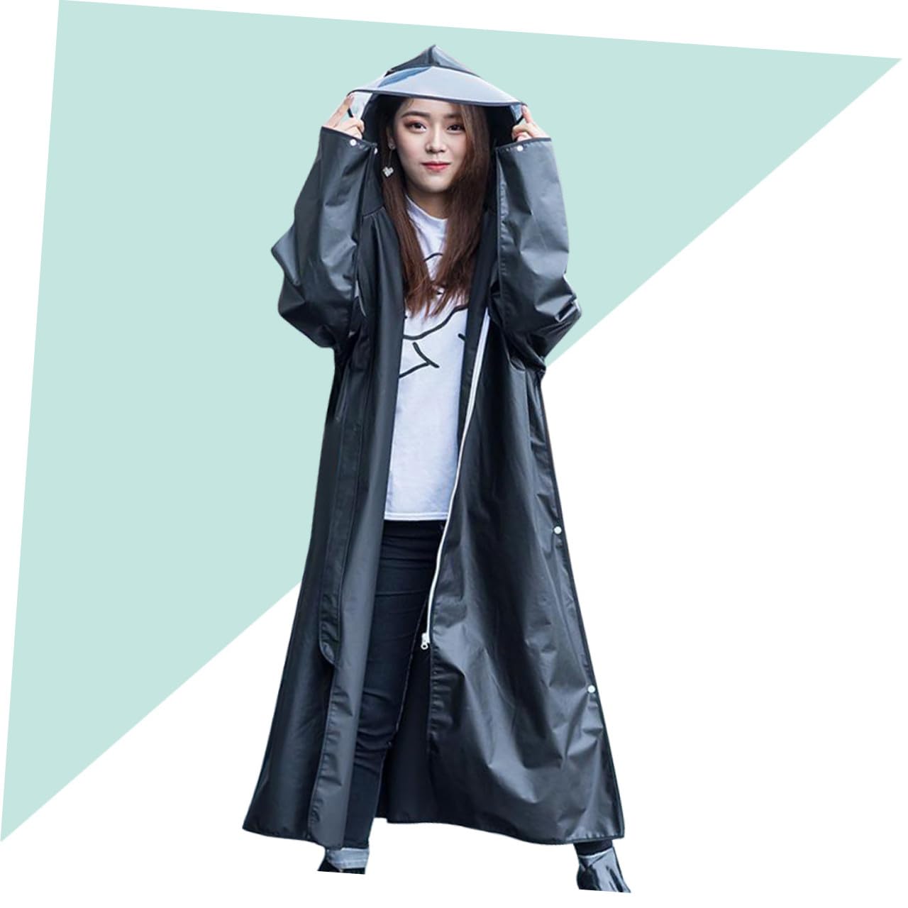 Healeved Engrosado Poncho De Lluvia para Adultos Capucha para Exteriores para Viajes y Escalada Talla XXL Material Eva Grueso