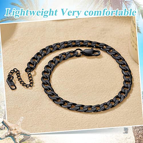 Black Cuban Link Anklets For Women Men 6Mm Summer Beach Foot Chain Anklet Wide Leg Anklet Ankle Bracelets #TOP4