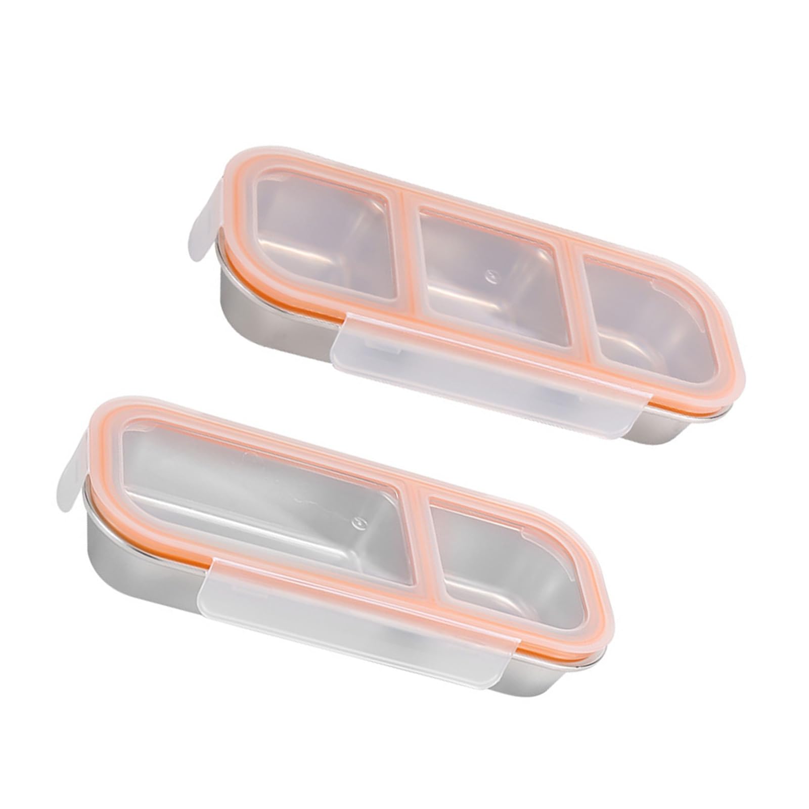 Oxxggkao Practical 2 Compartment Stainless Steel Food Storage Box Lunch Container with Double Compartments for Work and Picnics Double Compartment Meal Box