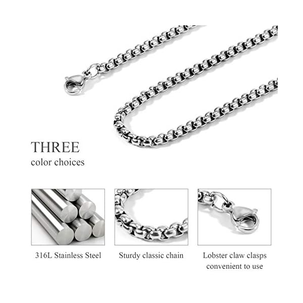 ALEXCRAFT 3PCS Silver Gold Black Necklace for Men Stainless Steel Chain Necklace for Boys Teens Gifts 20 Inches 3MM - Image 3