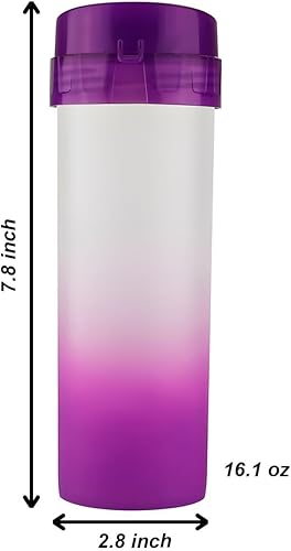 Miniatura 4 de GRUPO MIRANDINHA Botella de agua reutilizable Simply Modern para la escuela, transparente, para la escuela, 16.1 fl oz, 16.1 fl oz (rojo)