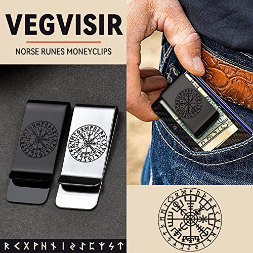 Personalized Customized Men's Money Clips Stainless Steel Norse Viking Compass Signal Card Holder for Women3