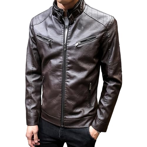 Male Lambskin Vintage Leathers Jacket Retro Moto Distressed
