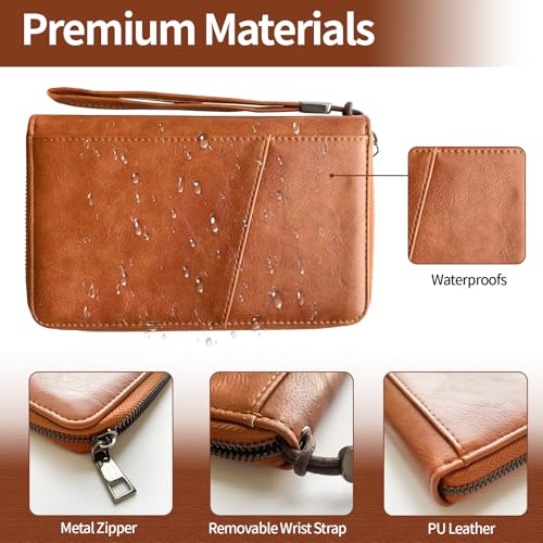 Dual Passport Holder For Travel With RFID Blocking-Full Grain Leather,Holds 6 Passport With 4 Card Slots,Family And Friends Travel3