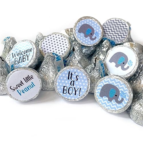 Baby Boy Elephant Labels for HERSHEY’S KISSES Chocolates by Adore By Nat – Baby Shower Candy Stickers – Set of 240